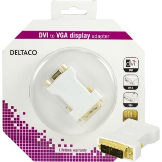 Adapter DELTACO DVI-A-M - VGA-F, white / DVI-4A-K