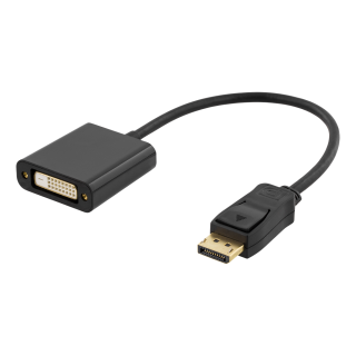 Adapter DELTACO DVI-I Single Link - DisplayPort, 1080p 60Hz, 0.2m, black / DP-DVI14-K / 00110017