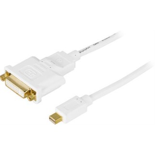 Adapteris DELTACO mini, DisplayPort / DVI-I, 1m, baltas / DP-DVI100