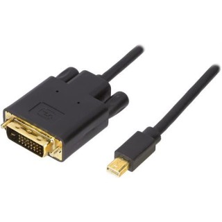 Adapter DELTACO mini, DisplayPort / DVI-I, 2m, black / DP-DVI202