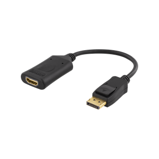 DELTACO DisplayPort to HDMI 2.0b adapter, supports 4K in 60Hz, active, HDCP 2.2, 3D, 0.1m, black  DP-HDMI32 