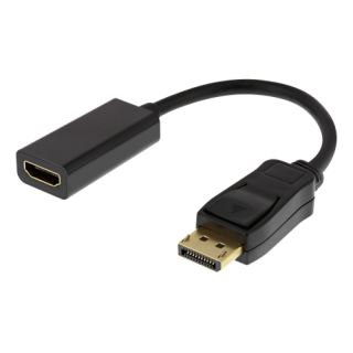 DELTACO DP to HDMI adapter, dual-mode (DP ++), gold-plated, 3840x2160 at 60Hz, 0.2m, black / DP-HDMI43