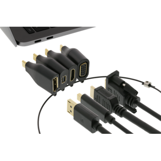 DELTACO OFFICE USB-C adapter ring, mDP, DP, VGA, HDMI, black / USBC-AR1