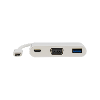 Adapteris DELTACO USB-C - VGA - USB Type A, USB-C ho, 60W, 1080P, 5Gb / s, baltas / USBC-1069