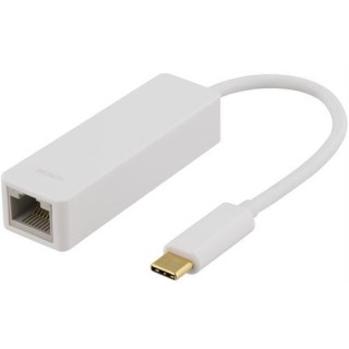 DELTACO USB 3.1 network adapter, Gigabit, 1xRJ45, 1xUSB 3.1 Type C male, white / USBC-GIGA1