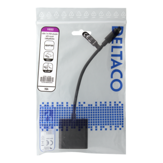 DELTACO USB 3.1 to VGA adapter with audio, USB type C Ha - VGA Ho, 1080p in 60Hz, black / USBC-VGA6       