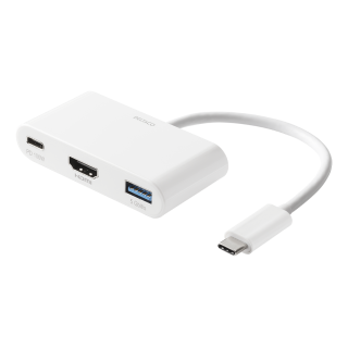 Docking station DELTACO USB-C to HDMI and USB-A, USB-C port with Power Delivery 3.0, 3840x2160 30 Hz, white / USBC-HDMI23