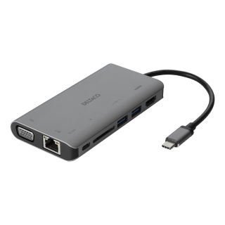 Docking station DELTACO USB-C to HDMI / VGA / USB / RJ45 / SD, USB-C port for charging, 3840x2160, space gray / USBC-HDMI18