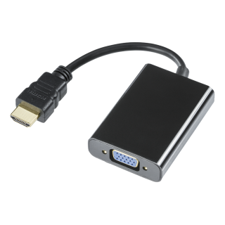 HDMI - VGA adapter DELTACO 1920x1080 60Hz, 0.2m, black / HDMI-VGA7 / R00100028