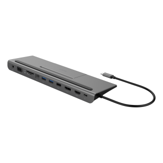 Док-станция DELTACO USB-C DP / HDMI / VGA / SD / RJ45 / 3,5 PD 3.0 spc серый