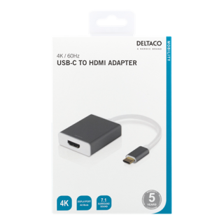 USB-C to HDMI adapter, 0.2m, 4096x2160 in 60Hz, HDMI 2.0, HDCP 2.2, space gray DELTACO / USBC-HDMI9