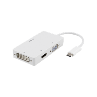 USB-C to HDMI / DVI / VGA adapter, 4K, DP Alt Mode, white DELTACO / USBC-HDMI15