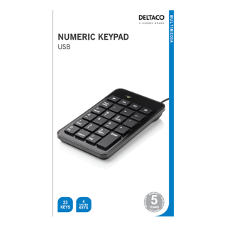 Numeric keyboard DELTACO USB, black / TB-120