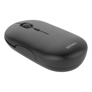 Wireless flat silent mouse DELTACO 1600 DPI, USB receiver, 4 buttons, dark gray / MS-803