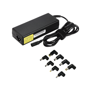 Universal power adapter for laptops, 90W, 15-20V / 6A (max), multiple connectors, black / SMP-107