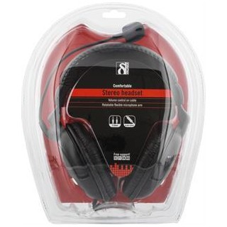 DELTACO headset with microphone, volume control on cable, 2x3.5mm, 2m cable, black / HL-9