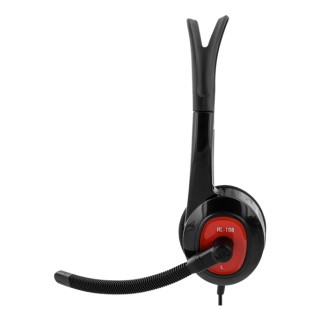 DELTACO on-ear headset, 20Hz-20kHz, 32&Omega;, 3.5mm 4-pin mini-connector, 1.8m, black/red / HL-108