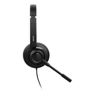 Stereo headset DELTACO OFFICE USB, volume control, noise reducing mic, black / DELO-0651