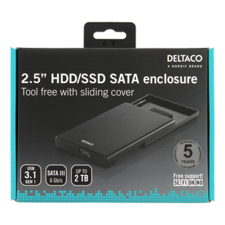 DELTACO External Hard Drive Enclosure, USB 3.0, Portable Door, 2.5 "HDD MAP-K2568