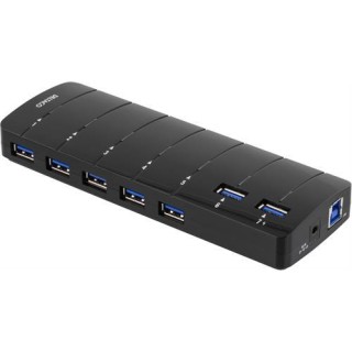 DELTACO USB 3.0 hub, 7xType A ho, AC adapter included, black  / UH-723