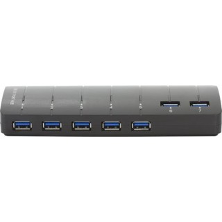DELTACO USB 3.0 hub, 7xType A ho, AC adapter included, black  / UH-723