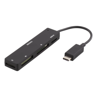 Kortelių skaitytuvas DELTACO , USB-C, SD, Micro SD,  M2, juodas / UCR-154