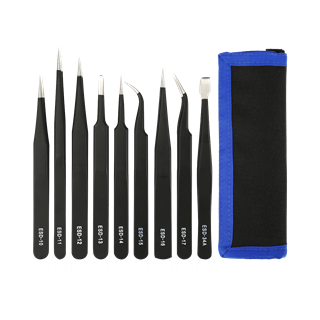 Tweezer kit  9 pieces, ESD, black (KS-ESD-9) / VK-62