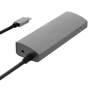 DELTACO USB-C Hub and Network Adapter, USB-C ha, RJ45 socket, 3xUSB-A 3.0, 0.4m cable, space gray / USBC-1294