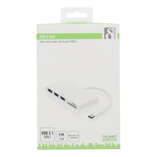 USB-C HUB DELTACO, USB 3.1, 2xUSB-C, white / USBC-HUB