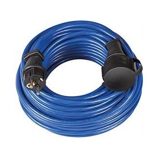 Brennenstuhl earthed rubber extension cord, straight CEE 7/7 to straight CEE 7/4 (Schuko), IP 44, 10m , blue 1169810 / DEL-118T