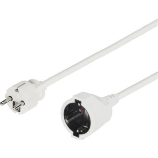 DELTACO grounded extension cable, 1xCEE 7/7, 1xCEE 7/4 (Schuko), grip-friendly , 5m , white DEL-119C