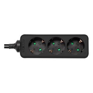 Earthed power strip DELTACO 3x CEE 7/3, 1x CEE 7/7, child protected, 1.5m, black / GT-0320