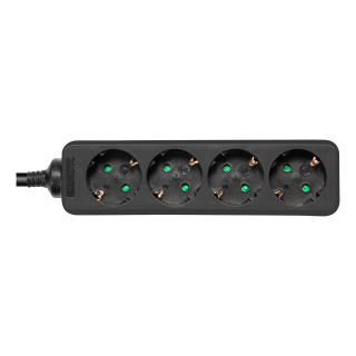 Earthed power strip DELTACO 4x CEE 7/3, 1x CEE 7/7, child protected, 1.5m, black / GT-0420