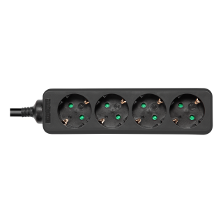 Earthed power strip DELTACO 4x CEE 7/3, 1x CEE 7/7, child protected, 3m, black / GT-0421