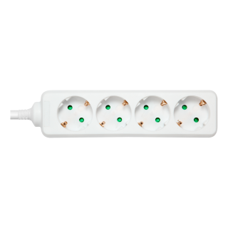 Earthed power strip DELTACO 4x CEE 7/3, 1x CEE 7/7, child protected, 3m, white / GT-0401