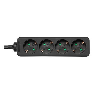 Earthed power strip DELTACO 4x CEE 7/3, 1x CEE 7/7, child protected, 5m, black / GT-0422