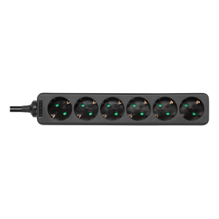 Earthed power strip DELTACO 6x CEE 7/3, 1x CEE 7/7, child protected, 1.5m, black / GT-0620
