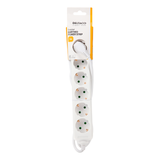 Earthed power strip DELTACO 6x CEE 7/3, 1x CEE 7/7, child protected, 3m, white / GT-0601