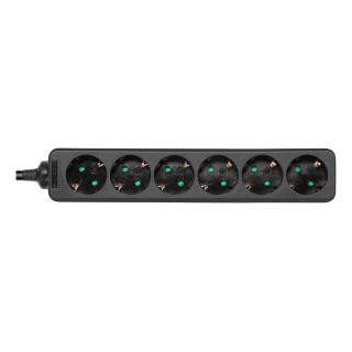 Earthed power strip DELTACO 6x CEE 7/3, 1x CEE 7/7, child protected, 5m, black / GT-0622