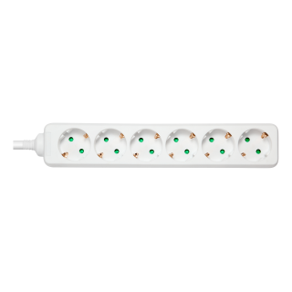 Earthed power strip DELTACO 6x CEE 7/3, 1x CEE 7/7, child protected, 5m, white / GT-0602