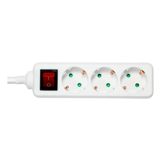 Earthed power strip DELTACO with power switch, 3x CEE 7/3, 1x CEE 7/7, child protected, 1.5m, white / GT-0350