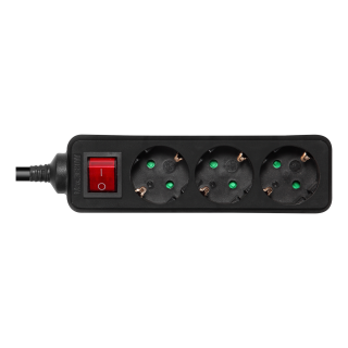 Earthed power strip DELTACO with power switch, 3x CEE 7/3, 1x CEE 7/7, child protected, 3m, black / GT-0361