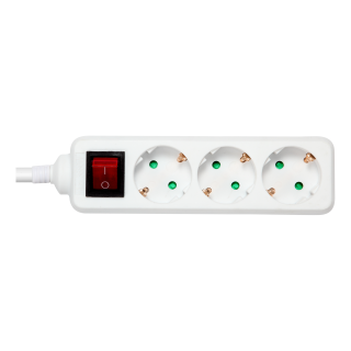 Earthed power strip DELTACO with power switch, 3x CEE 7/3, 1x CEE 7/7, child protected, 3m, white / GT-0351