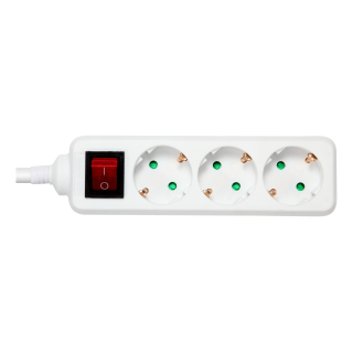 Earthed power strip DELTACO with power switch, 3x CEE 7/3, 1x CEE 7/7, child protected, 5m, white / GT-0352