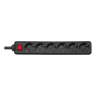 Earthed power strip DELTACO with power switch, 6x CEE 7/3, 1x CEE 7/7, child protected, 1.5m, black / GT-0660