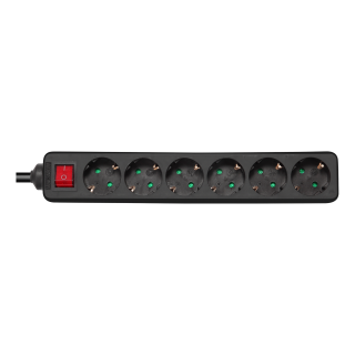 Earthed power strip DELTACO with power switch, 6x CEE 7/3, 1x CEE 7/7, child protected, 3m, black / GT-0661