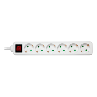 Earthed power strip DELTACO with power switch, 6x CEE 7/3, 1x CEE 7/7, child protected, 3m, white / GT-0651