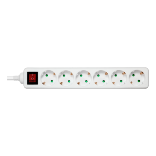 Earthed power strip DELTACO with power switch, 6x CEE 7/3, 1x CEE 7/7, child protected, 5m, white / GT-0652