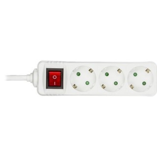 Power strip DELTACO 3 sockets, 3.0m, grounded, with switch, white / GT-116C