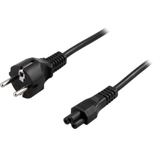 Cable DELTACO CEE 7/7 to straight IEC 60320 C5, max 250V / 2.5A, 1m, black/ DEL-109C